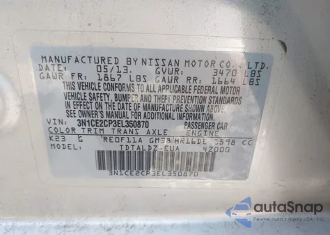2014 Nissan Versa Note Sv from USA, damaged, VIN 3N1CE2CP3EL350870